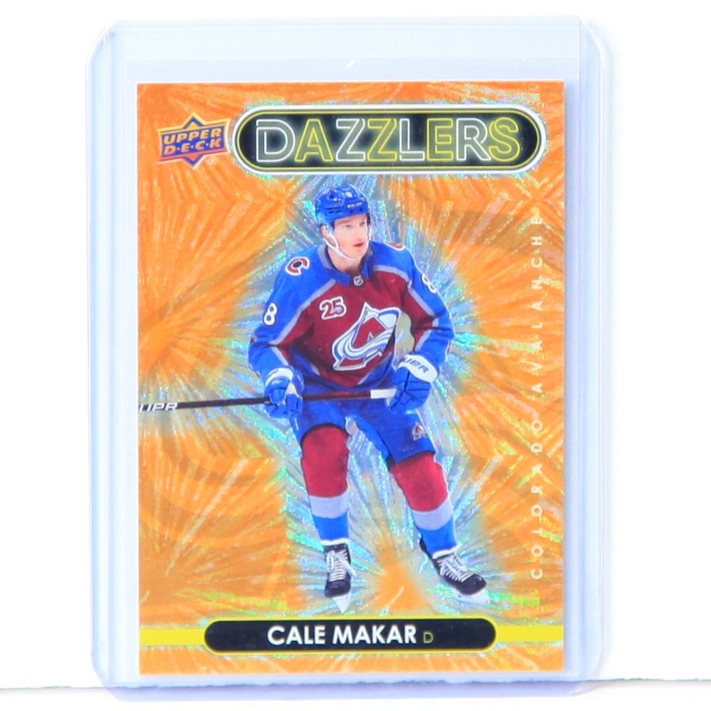 Superstar Cale Makar Upper Deck Orange DAZZLERS Hockey Card 2021/22 Avalanche
